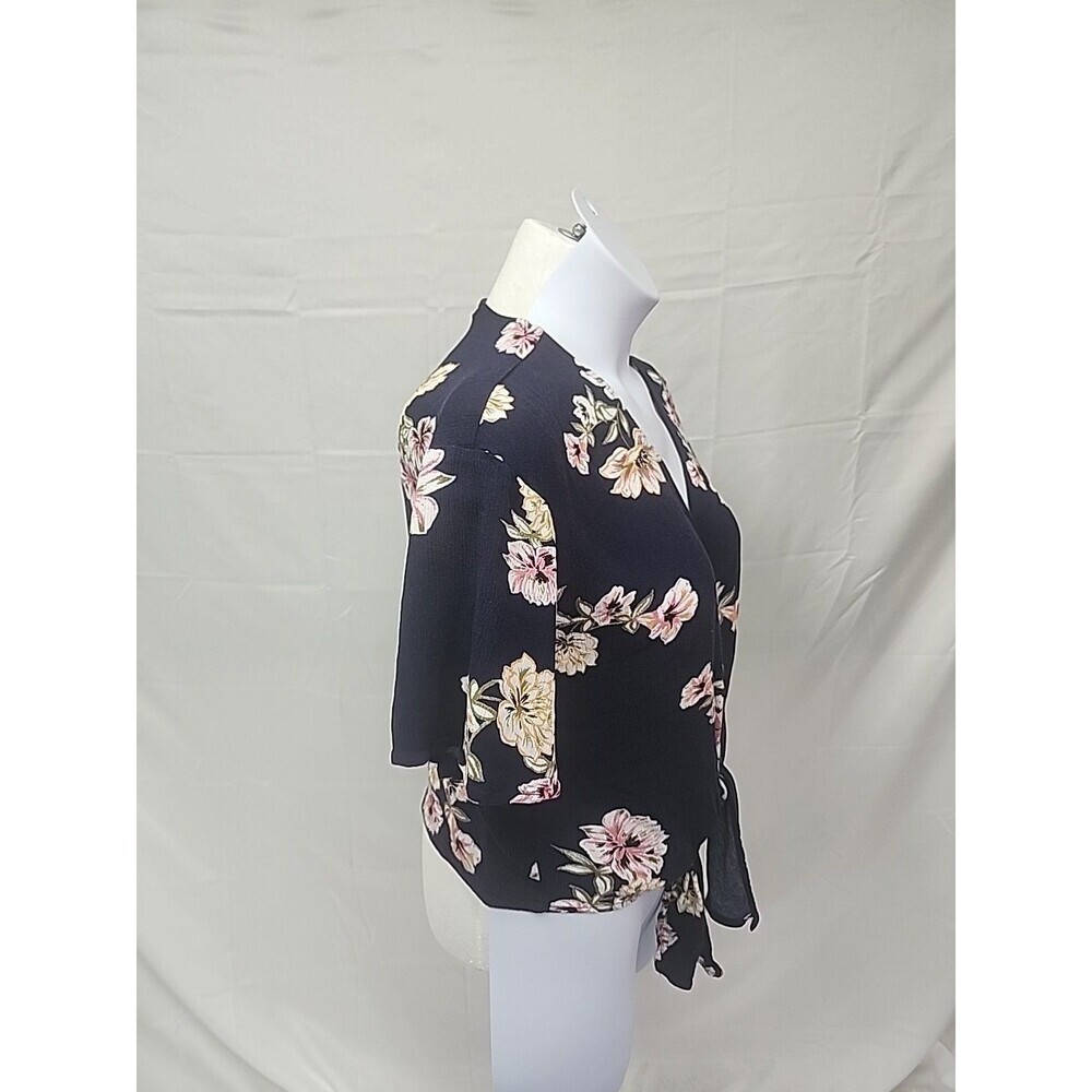 Eyeshadow Crinkle fabric Floral Tie Waist Top size Large - Picture 7 of 9